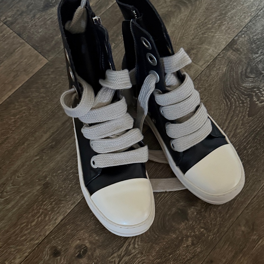 Stylish Black and White High-Top Sneakers